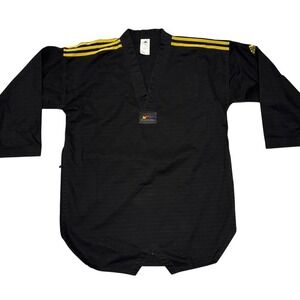 Adidas Taekwondo Uniform Dobok Black Yellow Stripes 200cm WTF Approved
